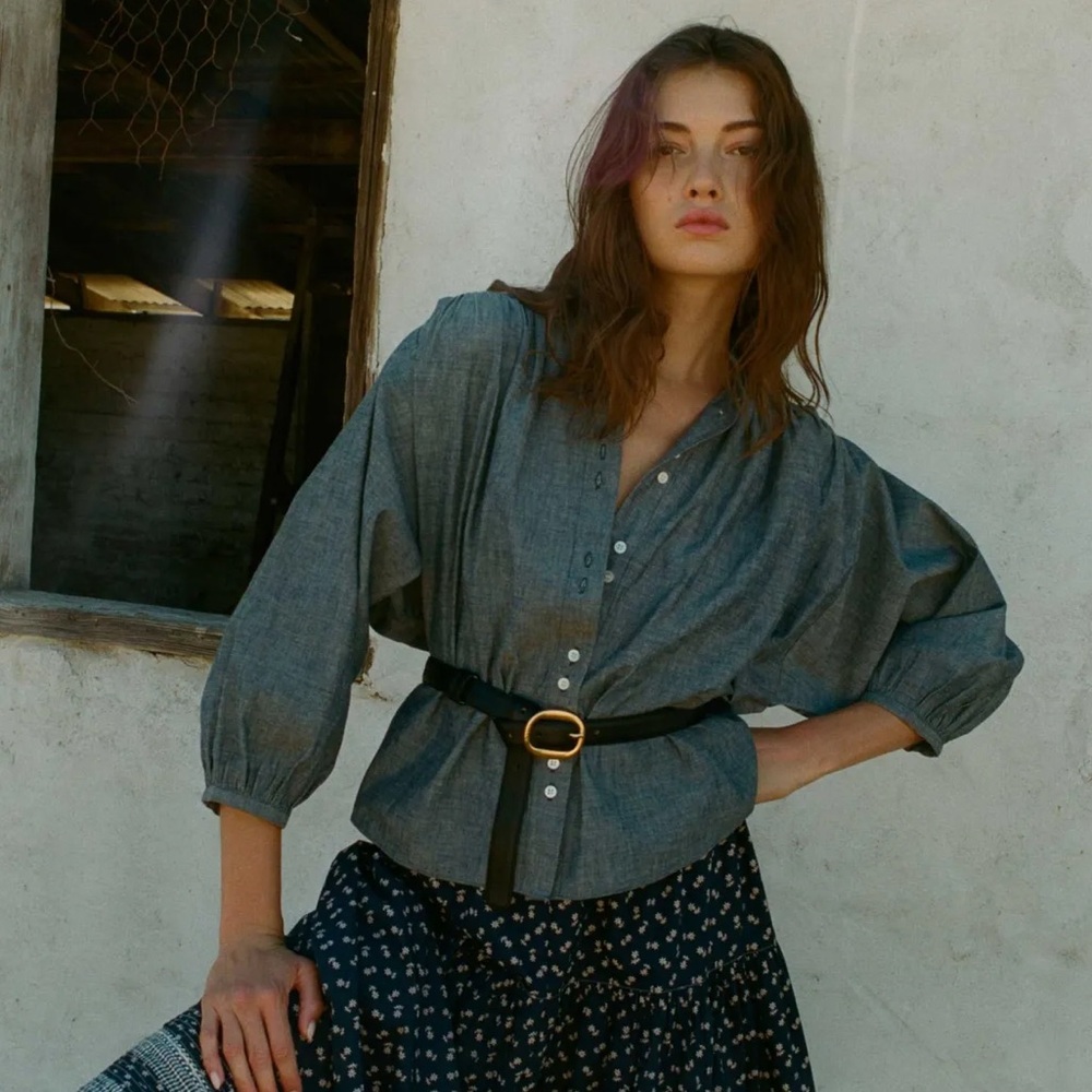 DÔEN Ojai Top in Blue Chambray | XL